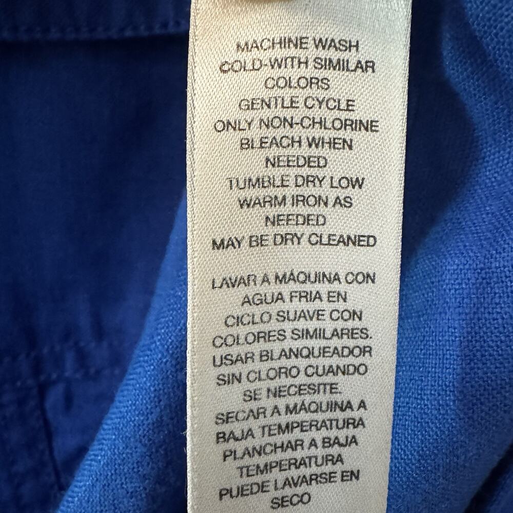 Chico’s Cobalt Blue Jacket Shacket Sz 3 (XL, 14-16) 100% Linen Women's High Neck - Picture 8 of 12